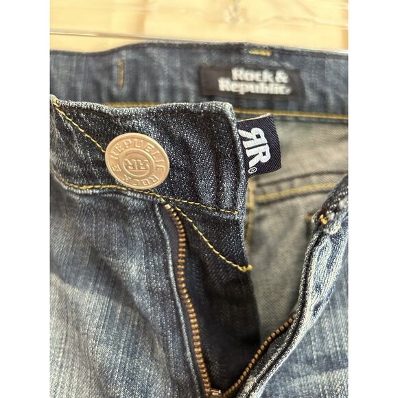 Rock Republic Wide Leg Jeans, Size 30-Women’s/Orange Logo Back Pocket - Picture 4 of 8